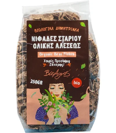 Νιφάδες Σιταριού Ολικής Άλεσης (Bran Flakes) Χωρίς Ζάχαρη Βιολογικές 250gr