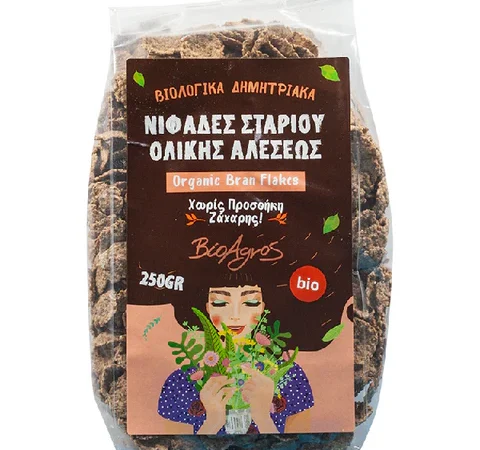 Νιφάδες Σιταριού Ολικής Άλεσης (Bran Flakes) Χωρίς Ζάχαρη Βιολογικές 250gr