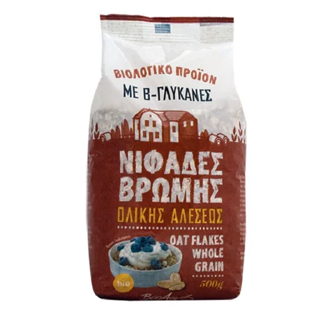 Νιφάδες Βρώμης Ολικής Άλεσης Με Β-Γλυκάνες Βιολογικές 500gr