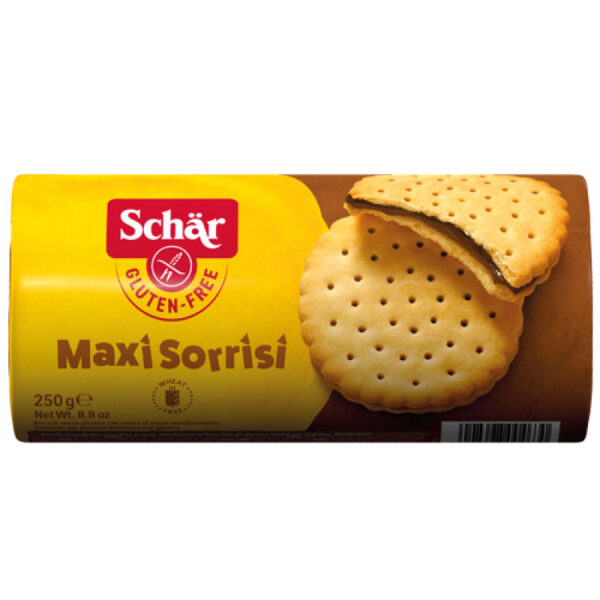 Μπισκότα Maxi Sorrisi Με Γέμιση Κακάο Χωρίς Γλουτένη Schar 250gr