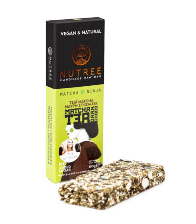 Μπάρα Ενέργειας Τσάι Μάτσα Μαύρη σοκολάτα 60gr – Nutree