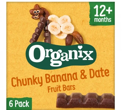 Μπάρες Φρούτων με Μπανάνα & Χουρμάδες 12μ+ (6x17γρ) Organix