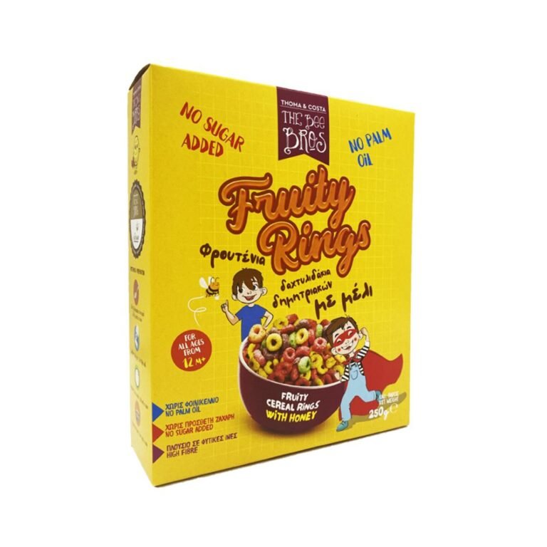 Tραγανά δαχτυλίδια δημητριακών με φρούτα & μέλι 250gr -The Bee Bros