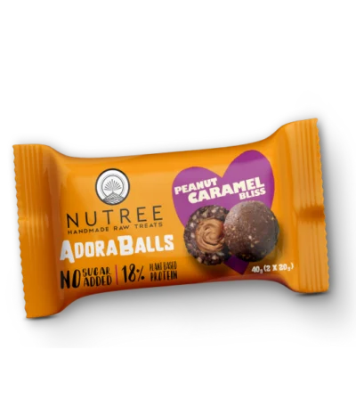 Πρωτεϊνικά μπαλάκια AdoraBalls Καραμελωμένη Πραλίνα Φιστικιού 40gr – Nutree