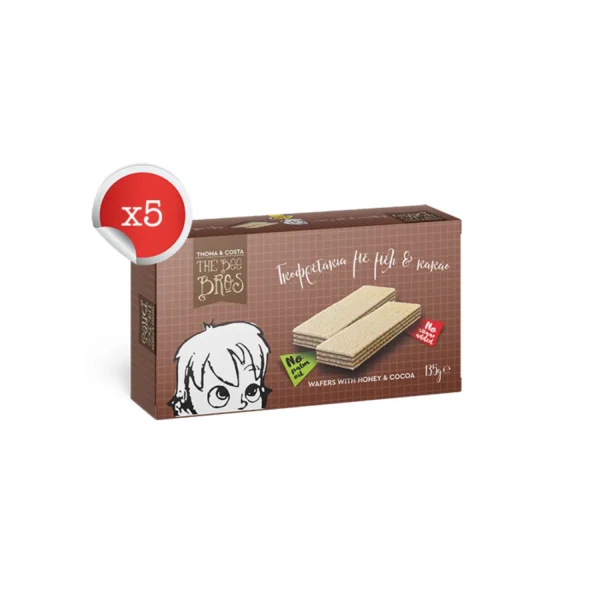 Γκοφρετάκια με Μέλι και Κακάο 135g x 5 – The Bee Bros