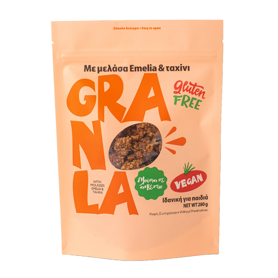 9-1.png Granola με ταχίνι και μελάσα Emelia 280 g - Image 1