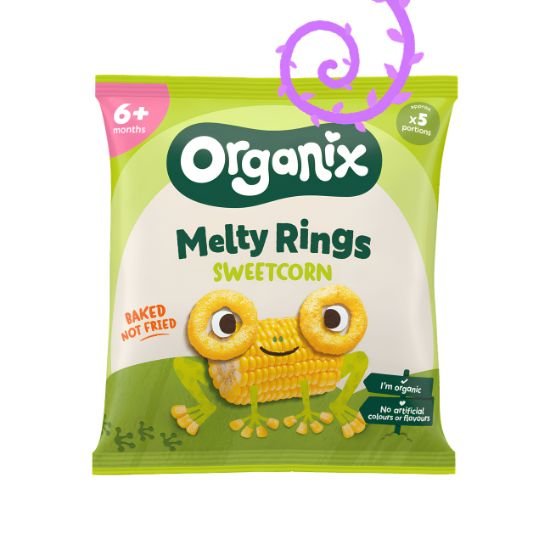 organix-B-22-01-063 Δαχτυλίδια Καλαμποκιού 'Melty Sweetcorn Rings' +6μ (20γρ) – Organix - Image 1