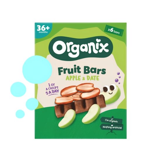 organix-B-22-01-112 Μπάρες Φρούτων Μήλο και Χουρμάς +36μ (6x17γρ) – Organix - Image 1